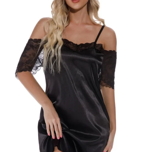 3WISHES Lingerie Cold Shoulder Satin Chemise 8 3WISHES Lingerie Cold Shoulder Satin Chemise