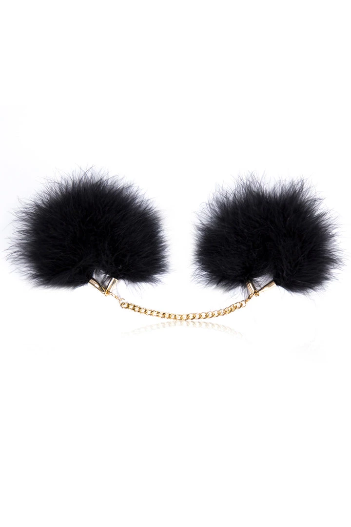 3WISHES Black Fuzzy Handcuffs 2 3WISHES Black Fuzzy Handcuffs