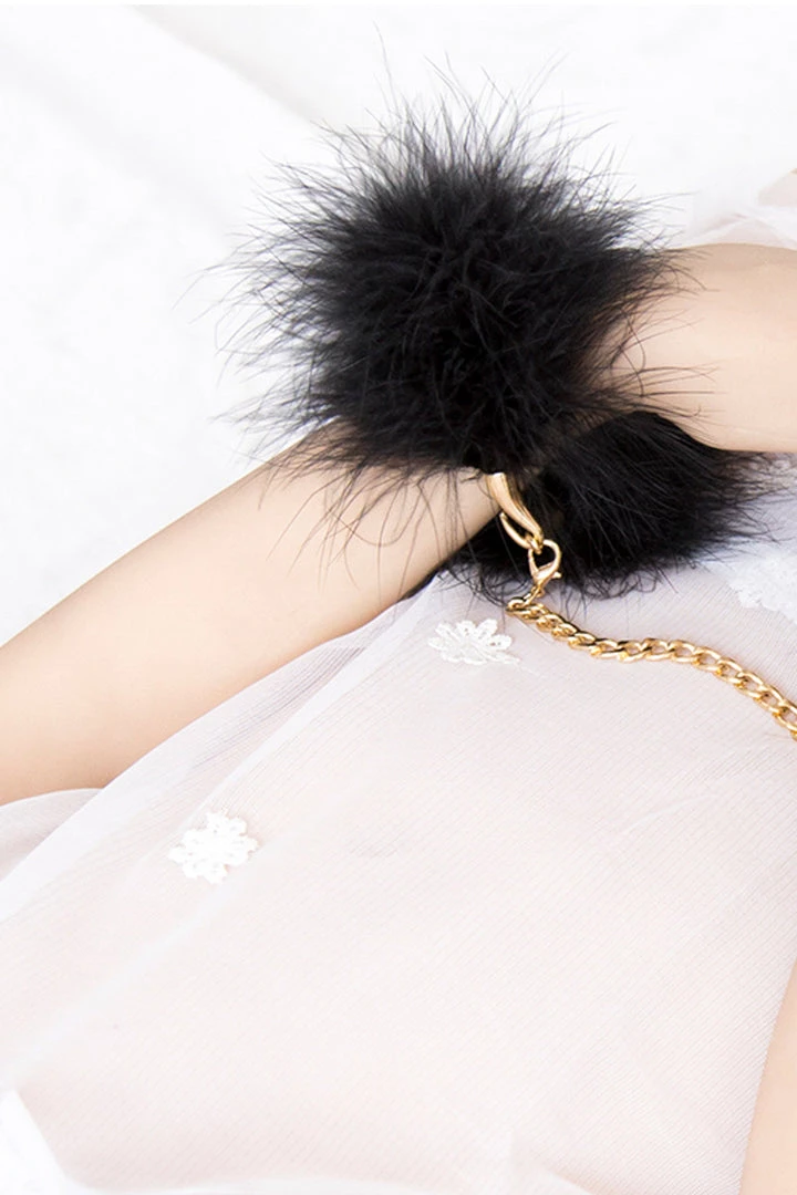 3WISHES Black Fuzzy Handcuffs 1 3WISHES Black Fuzzy Handcuffs