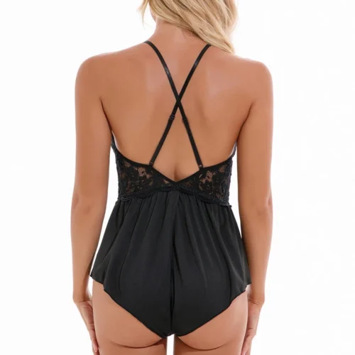 3WISHES Lingerie Peek-a-Boo Romper