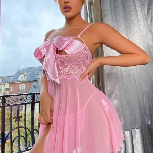 3WISHES Busty Bows Babydoll Lingerie