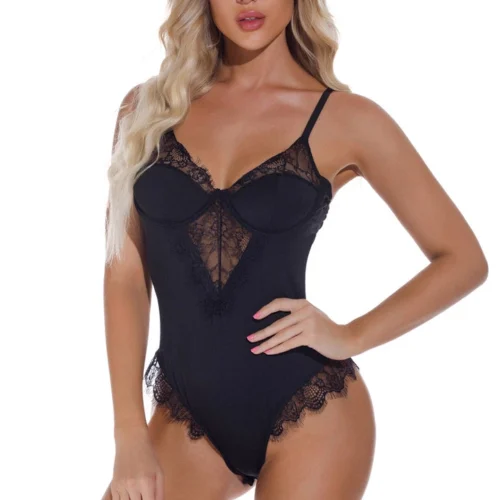 3WISHES Lingerie Lucky Lace Trim Teddy
