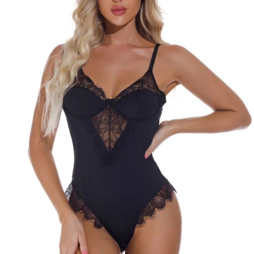 3WISHES Lingerie Lucky Lace Trim Teddy