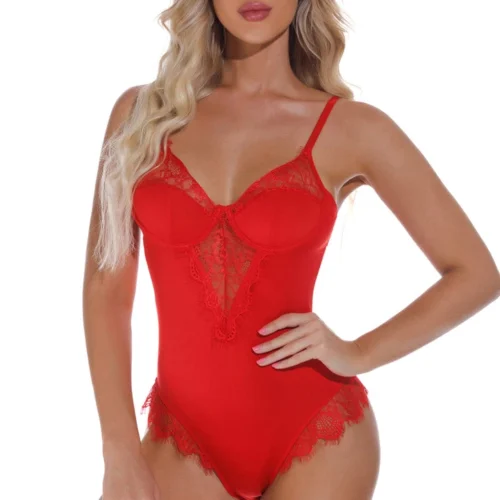 3WISHES Lingerie Lucky Lace Trim Teddy