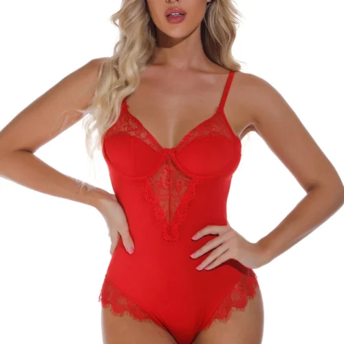 3WISHES Lingerie Lucky Lace Trim Teddy