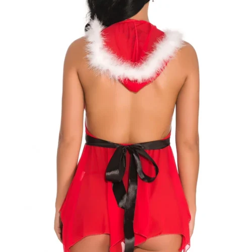 3WISHES Hooded Santa Lingerie Babydoll Babydoll Lingerie