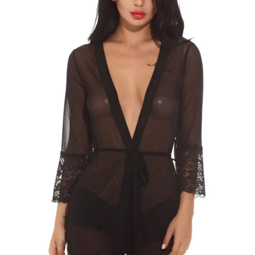 3WISHES Lingerie Sheer Desires Robe