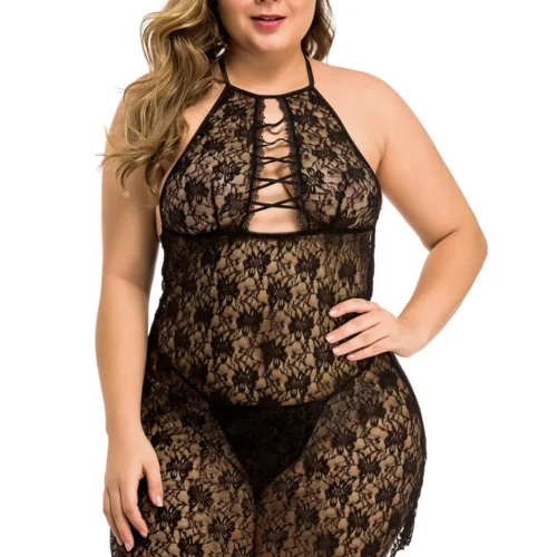 3Wishes Plus Size Daisy Lace Chemise