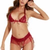 3WISHES Rose Red Lace Bra Set Lingerie