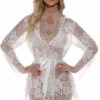 3WISHES Floral Eyelash Lace Robe Lingerie