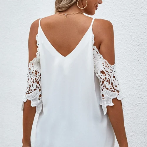 3Wishes White Cold Shoulder Top