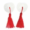 HD Lingerie White Sequin And Red Tassel Pasties