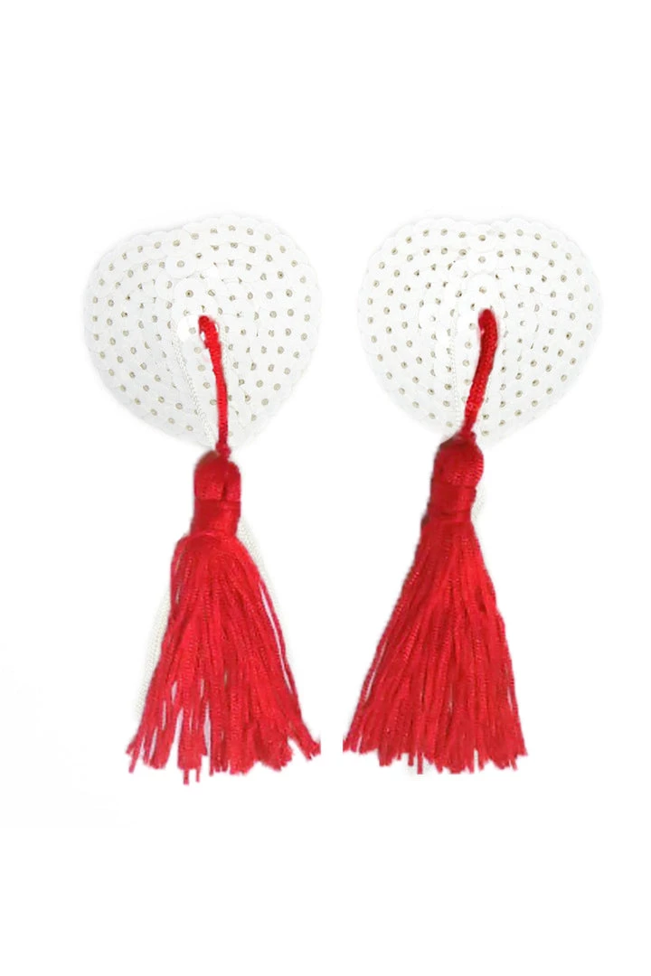 HD Lingerie White Sequin And Red Tassel Pasties 1 HD Lingerie White Sequin And Red Tassel Pasties