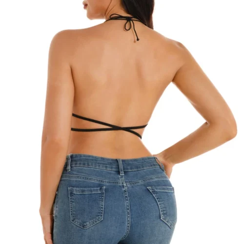 3Wishes Tops Ruffle Cropped Halter Top