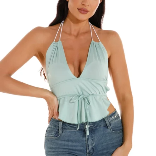 3Wishes Tops Ruffle Cropped Halter Top 15 3Wishes Tops Ruffle Cropped Halter Top