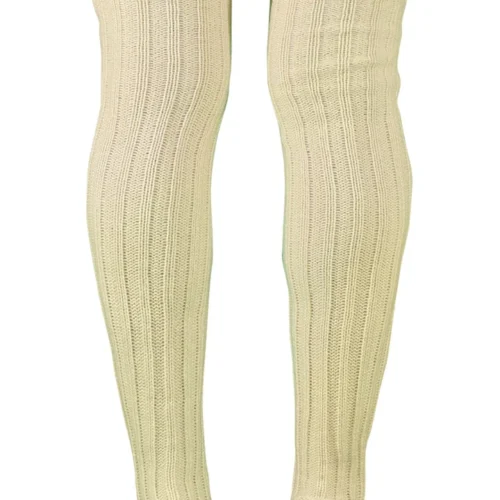 LO Brands Ivory Cable Knit Thigh High Socks