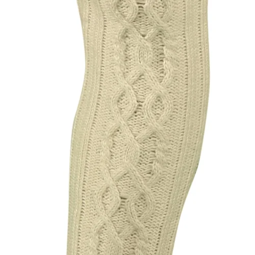 LO Brands Ivory Cable Knit Thigh High Socks