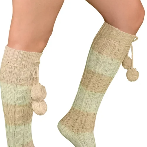 LO Brands Knit Pom Pom Knee High Socks