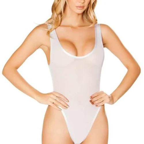 J. Valentine Lingerie Mesh High Cut Bodysuit
