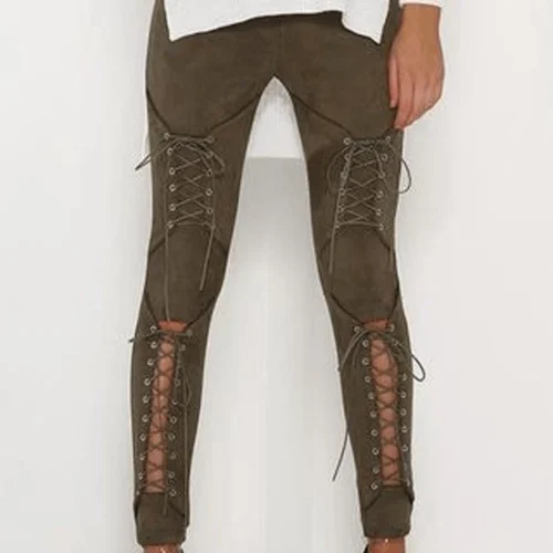 Bored Kitty Suede Lace Up Leggings