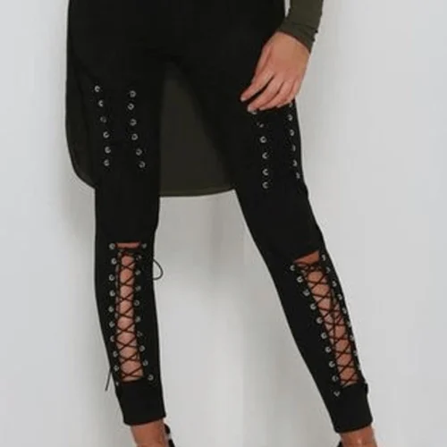 Bored Kitty Suede Lace Up Leggings