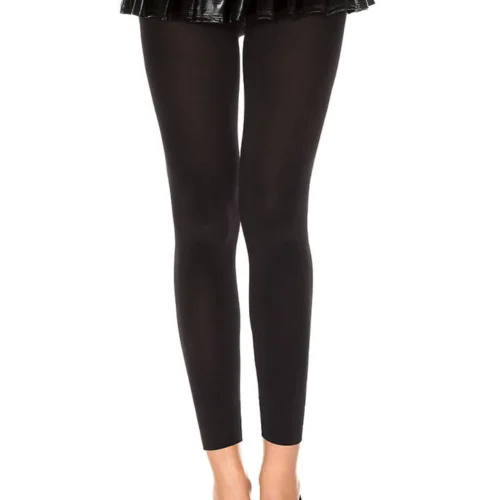 Music Legs Black Opaque Footless Tights Hosiery