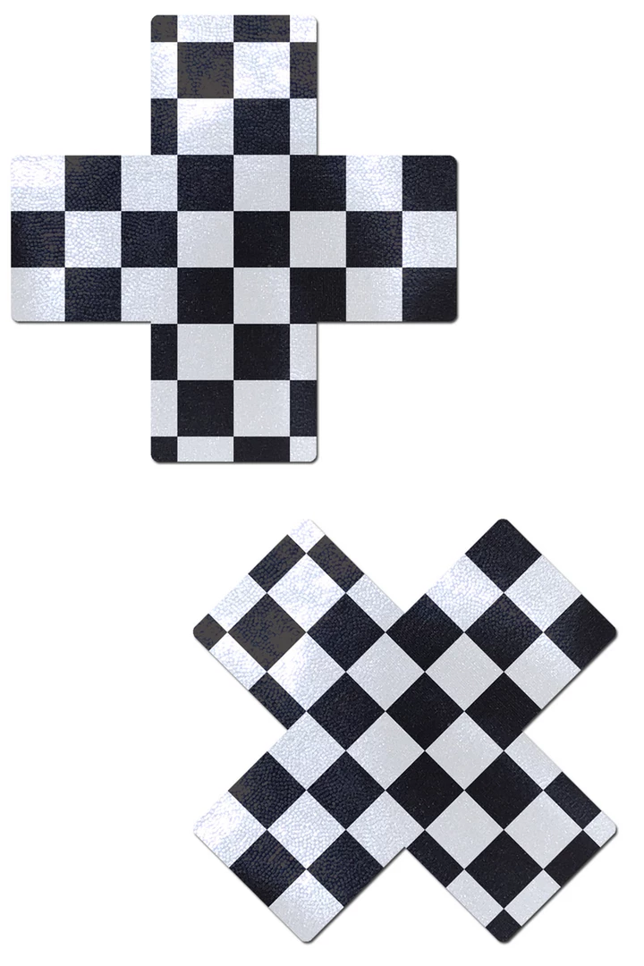 Pastease Black And White Checker Cross Pasties 1 Pastease Black And White Checker Cross Pasties