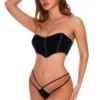 Coquette Lingerie Black Velvet Bustier And Thong