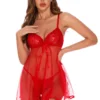 Coquette Red Lace And Mesh Babydoll