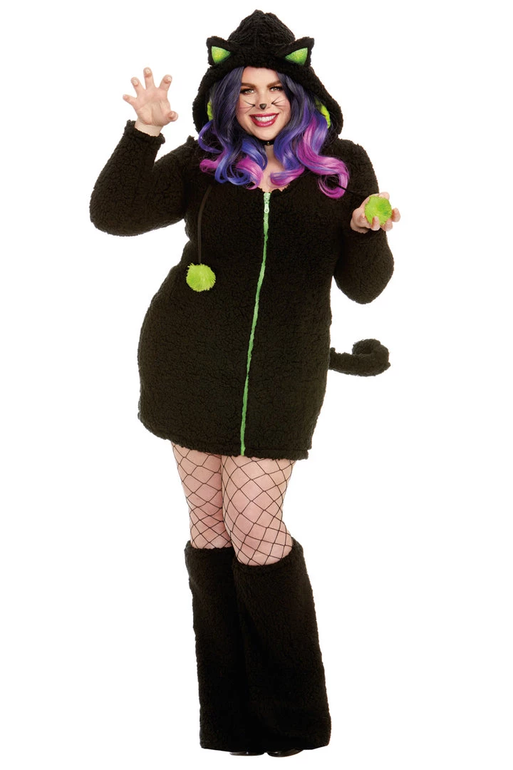 Dreamgirl Plus Size Fuzzy Black Cat Costume 1 Dreamgirl Plus Size Fuzzy Black Cat Costume