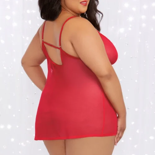 Dreamgirl Plus Size Rouge Chemise And Robe