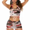 Elegant Moments Tie Dye Crochet Cami Set Lingerie