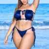 Mapalé Plus Size Swimwear Plus Size Blue Shimmer Cinched Bikini