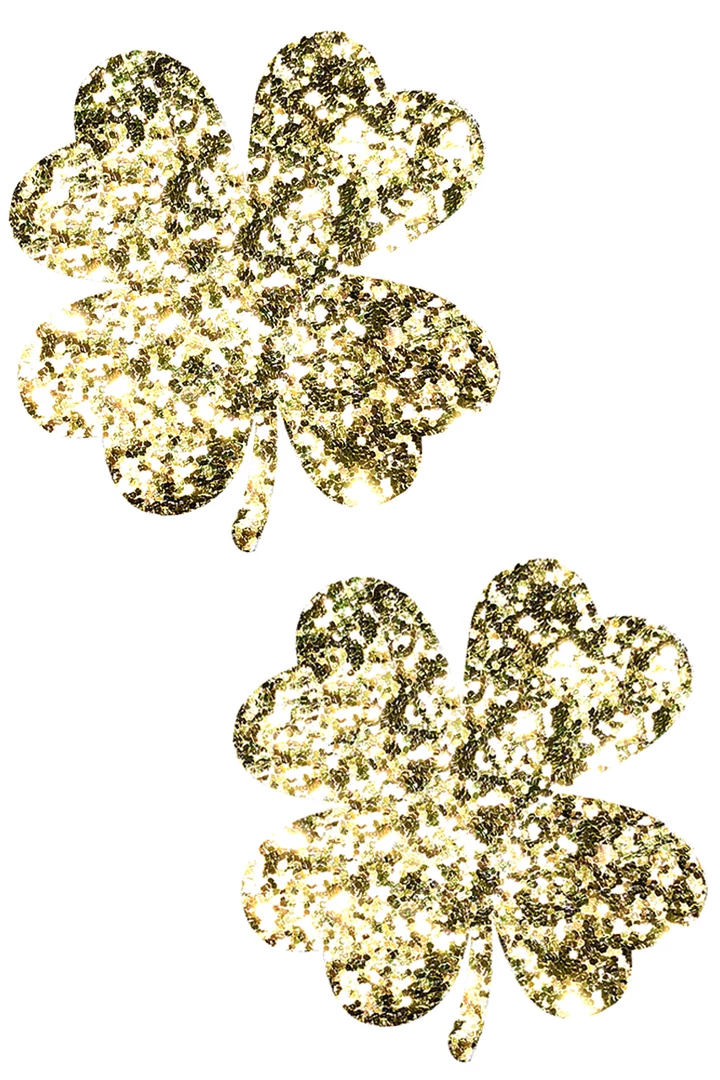 NevaNude Super Sparkle Gold Glitter Clover Pasties 1 NevaNude Super Sparkle Gold Glitter Clover Pasties