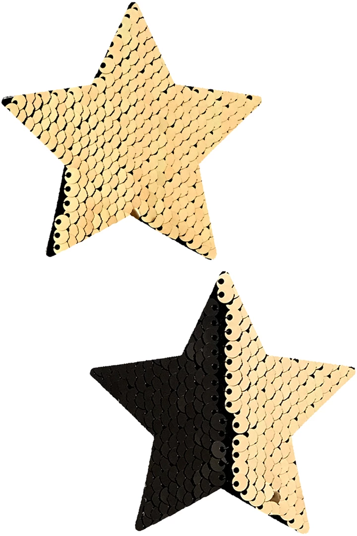 NevaNude Athena Gold & Black Sequin Star Pasties 1 NevaNude Athena Gold & Black Sequin Star Pasties
