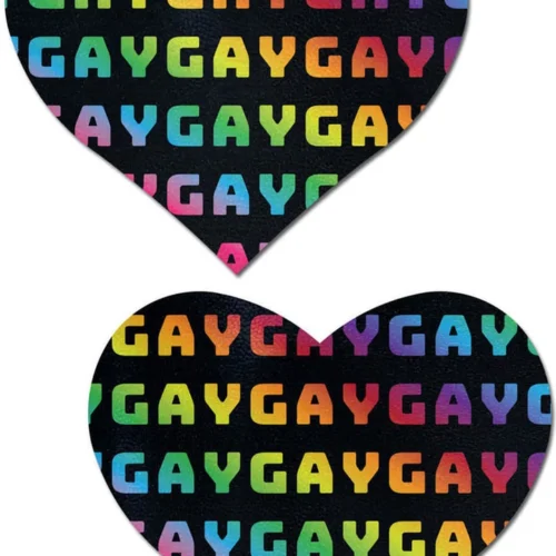 Pastease Rainbow Gay On Black Heart Pasties