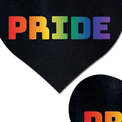 Pastease Rainbow Pride On Black Heart Nipple Pasties