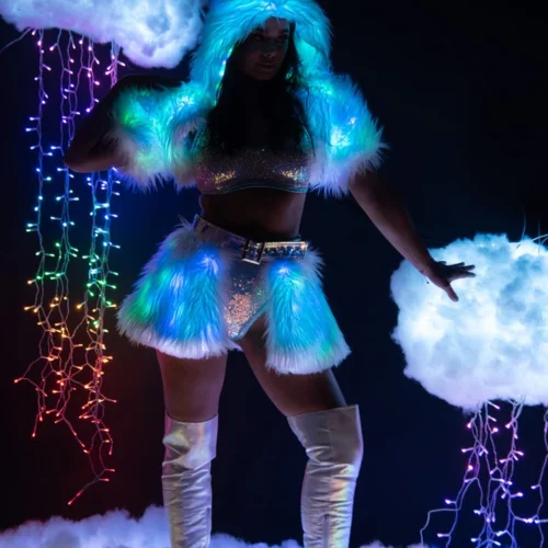 J. Valentine Light Up Furry Belted Skirt