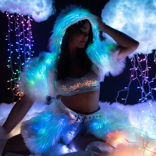J. Valentine Light Up Furry Belted Skirt
