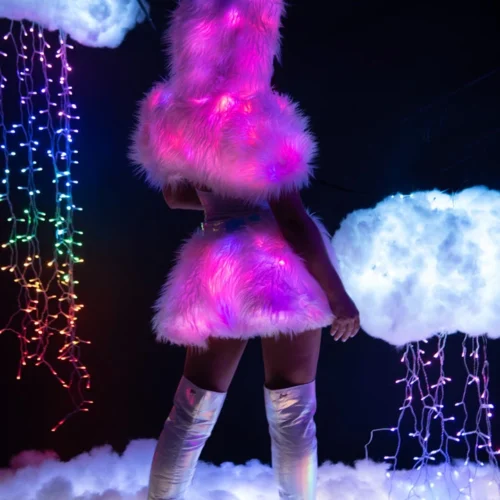 J. Valentine Light Up Furry Belted Skirt