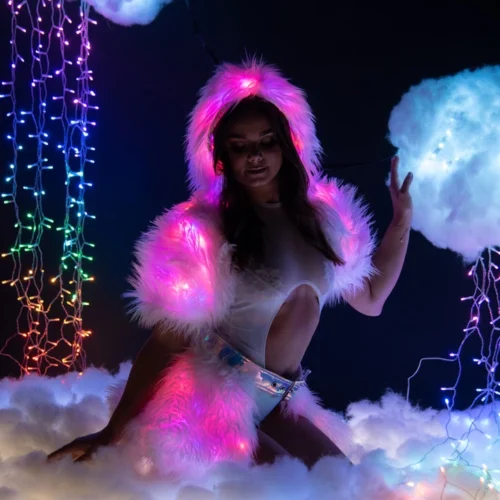 J. Valentine Light Up Furry Belted Skirt