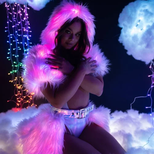 J. Valentine Light Up Furry Belted Skirt