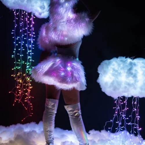 J. Valentine Light Up Furry Belted Skirt