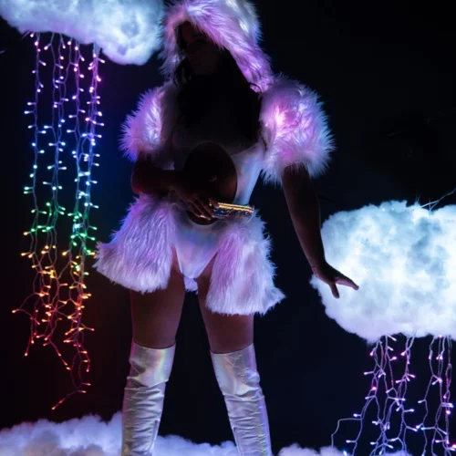 J. Valentine Light Up Furry Belted Skirt