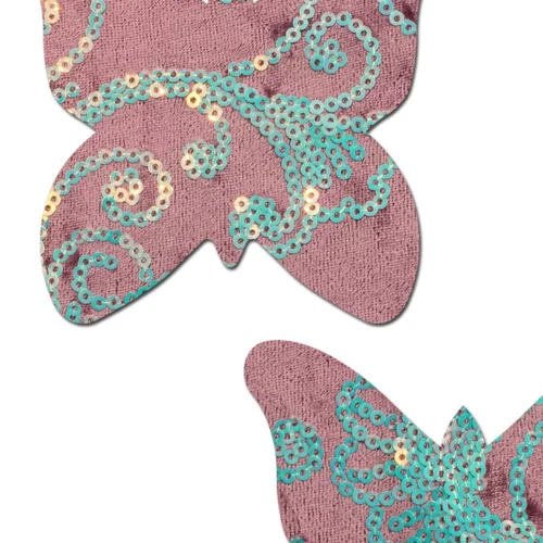 Pastease Pink Velvet And Sequin Butterfly Nipple Pasties