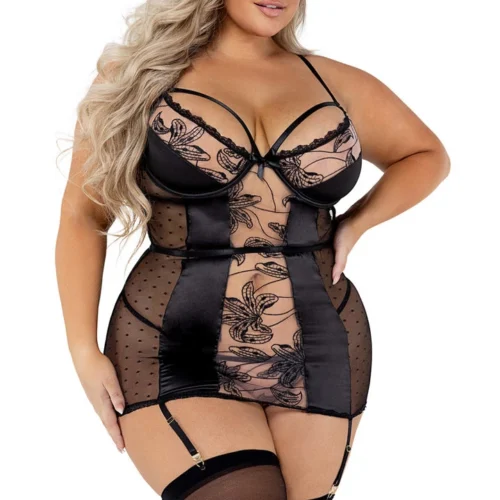 Roma Costume Plus Size Floral Embroidered And Satin Chemise