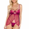 Roma Costume Jewel Tone Satin And Lace Babydoll Lingerie