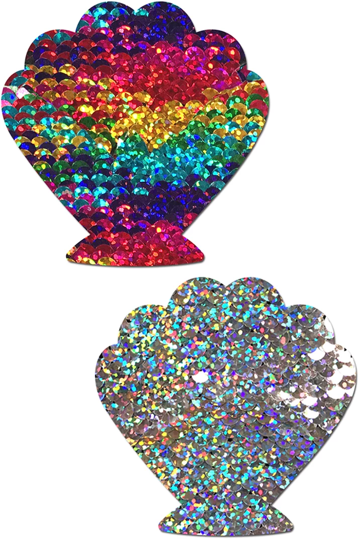 Pastease Rainbow & Silver Sequin Mermaid Pasties 1 Pastease Rainbow & Silver Sequin Mermaid Pasties