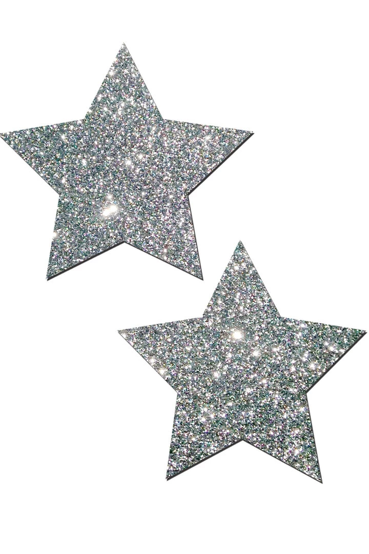 Pastease Silver Glitter Star Pasties 1 Pastease Silver Glitter Star Pasties