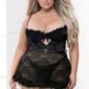 Seven Till Midnight Plus Size Holiday Lace And Marabou Chemise
